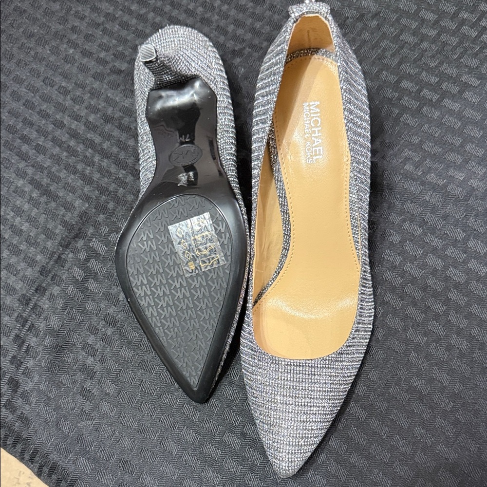 Michael Kors Glittering Silver Heels NWOT Size 7M